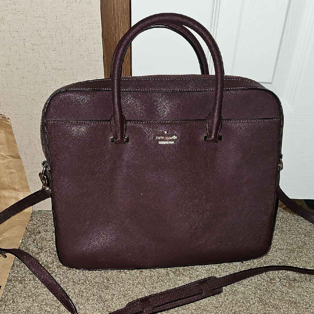 Kate Spade Plum Leather Laptop Bag